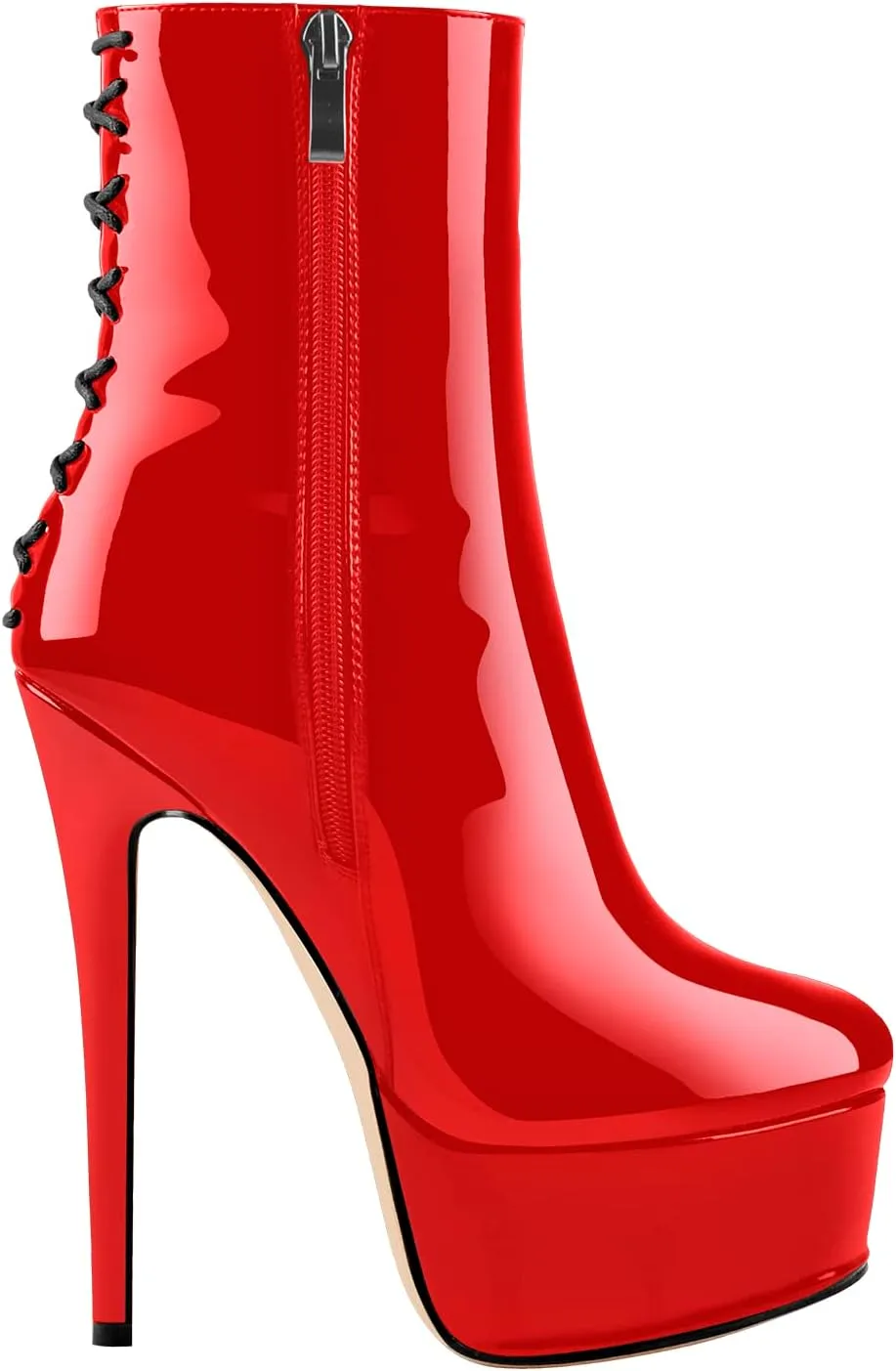 richealnini Women's Peep Toe Platform Stiletto High Heel Ankle Boots