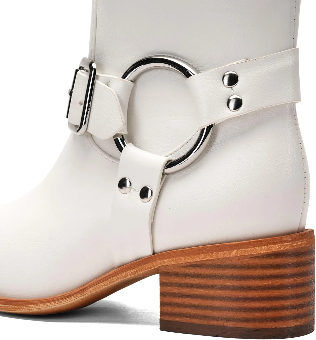 Riding Boots for Women Knee High with Buckle Stars Moon Heart Patterns Low Heel