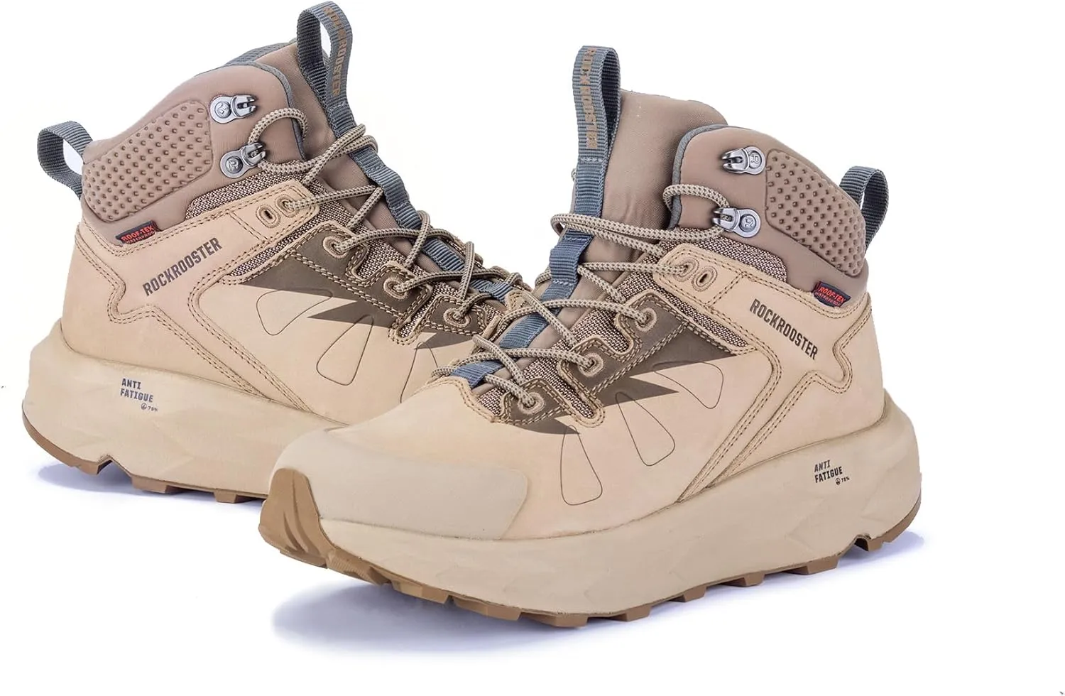 ROCKROOSTER Farmington 2 Waterproof Hiking Boots for Men, 6" Anti-Fatigue Outdoor Nubuck Leather Shoes