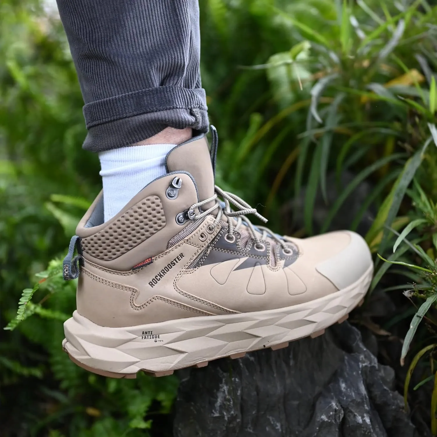 ROCKROOSTER Farmington 2 Waterproof Hiking Boots for Men, 6" Anti-Fatigue Outdoor Nubuck Leather Shoes
