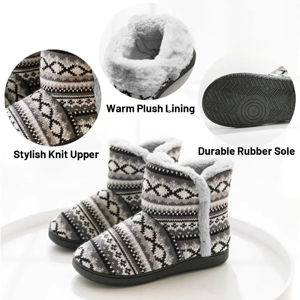 Rojeam Winter Boots Slippers Knitted Women Men Home Booties Plush House Shoes Indoor Outdoor