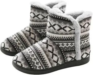 Rojeam Winter Boots Slippers Knitted Women Men Home Booties Plush House Shoes Indoor Outdoor