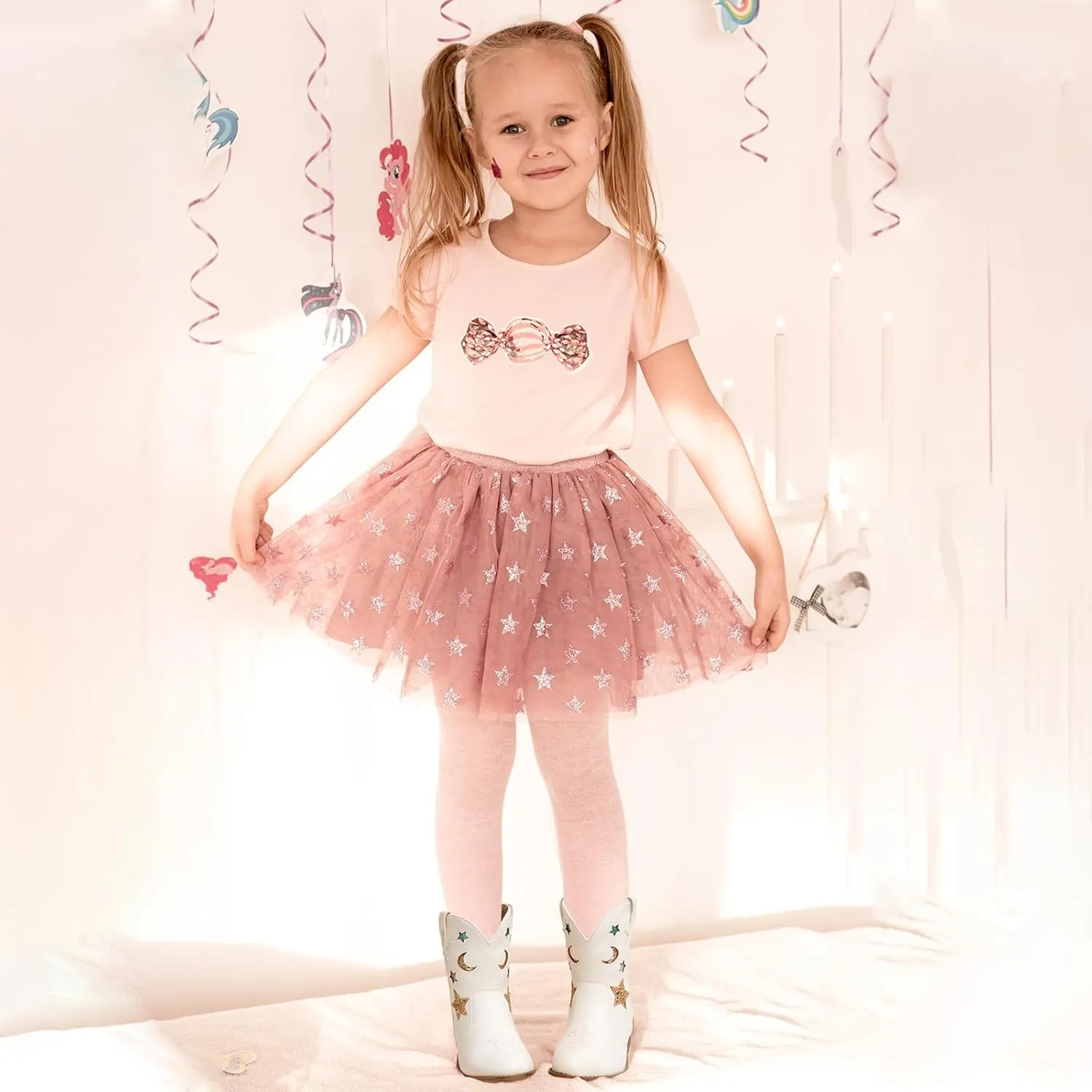 Rollda Girls Cowboy Boots Cowgirl Boots for Girls Star Boots Kids Western Boots for Toddler/Little Kid/Big Kid