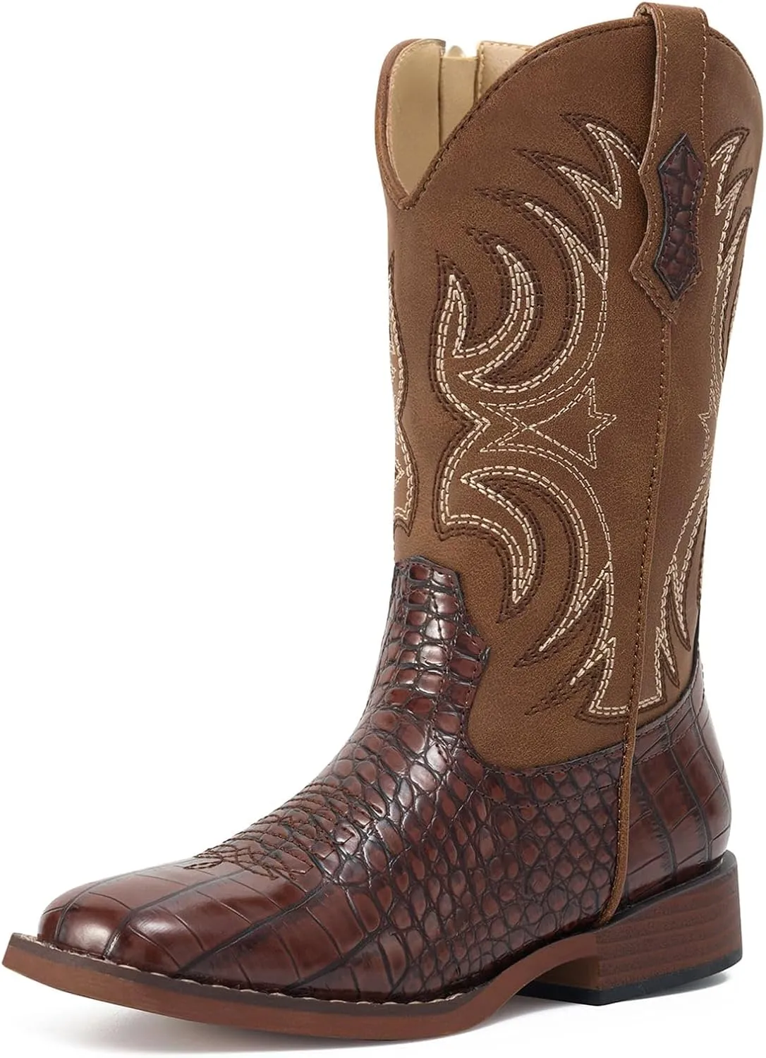 Rollda Kids Cowboy Boots Girls Cowgirl Boots Square Toe Boys Western Boots for Toddler/Little Kid/Big Kid