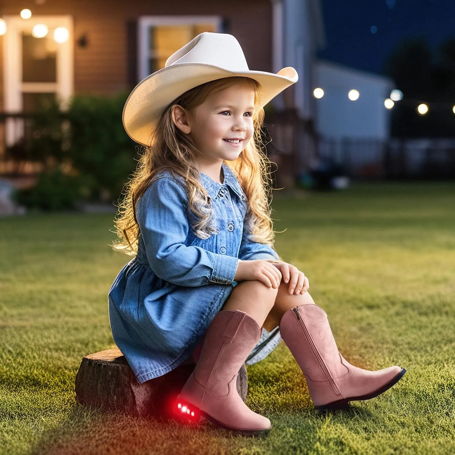Rollda Toddler Cowboy Boots for Boys Girls Cowgirl Boots Light Up Kids Western Boots for Toddler/Little Kid