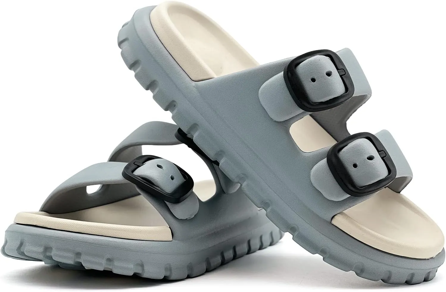 rosyclo Cloud Sandals for Women and Men, Pillow House Slippers Shower Shoes Bathroom Indoor Outdoor Slide Sandals, Buckle Adjustable, Ultimate Comfort, Lightweight, Thick Sole, Non-Slip