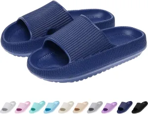 rosyclo Cloud Slides for Kids, Toddler Pillow Slippers Shower Bathroom Non-Slip Open Toe Super Soft Comfy Thick Sole Cozy Boys Girls Home House Cloud Cushion Slide Sandals for Indoor Outdoor Shoes