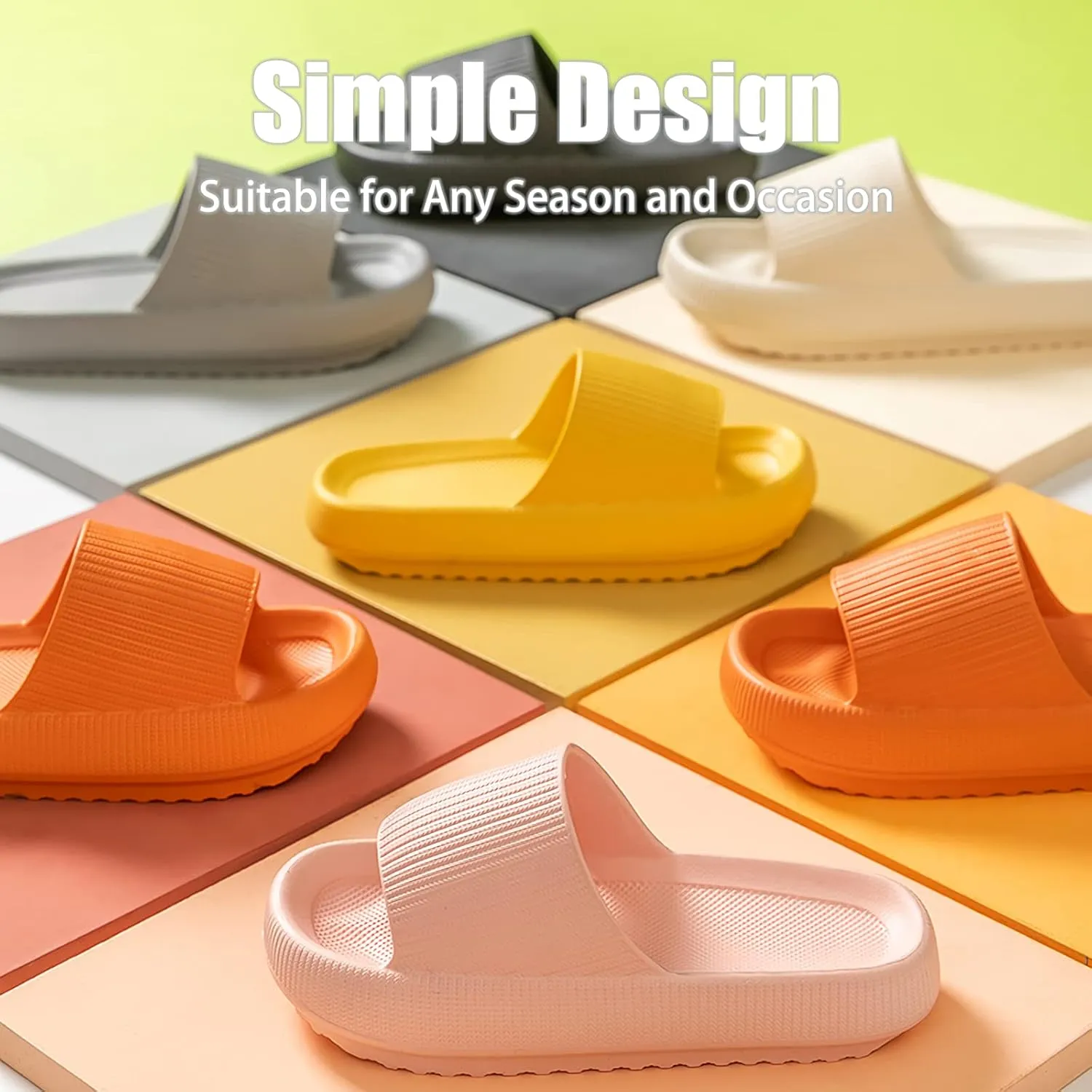 rosyclo Cloud Slippers for Women and Men, Pillow House Slippers Shower Shoes Indoor Slides Bathroom Sandals, Ultimate Comfort, Lightweight, Thick Sole, Non-Slip, Easy to Clean