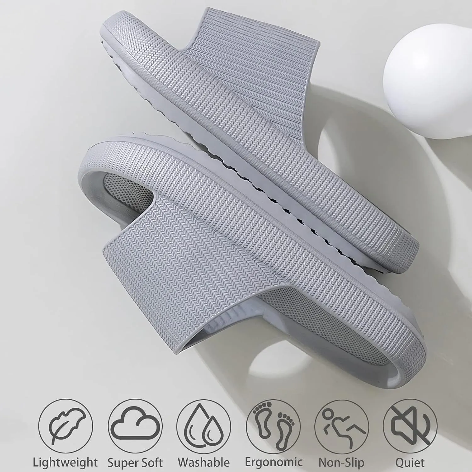 rosyclo Cloud Slippers for Women and Men, Pillow House Slippers Shower Shoes Indoor Slides Bathroom Sandals, Ultimate Comfort, Lightweight, Thick Sole, Non-Slip, Easy to Clean
