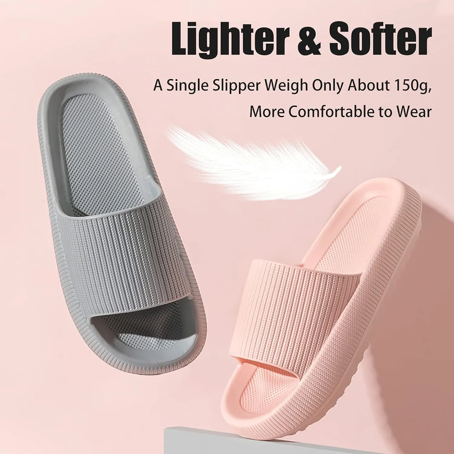 rosyclo Cloud Slippers for Women and Men, Pillow House Slippers Shower Shoes Indoor Slides Bathroom Sandals, Ultimate Comfort, Lightweight, Thick Sole, Non-Slip, Easy to Clean