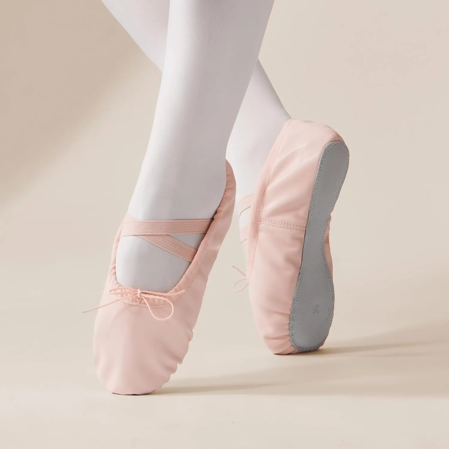 SANGEESON Leather Ballet Shoes for Women, Lightweight & Durable Ballet Slippers, Non-Slip Dance Shoes