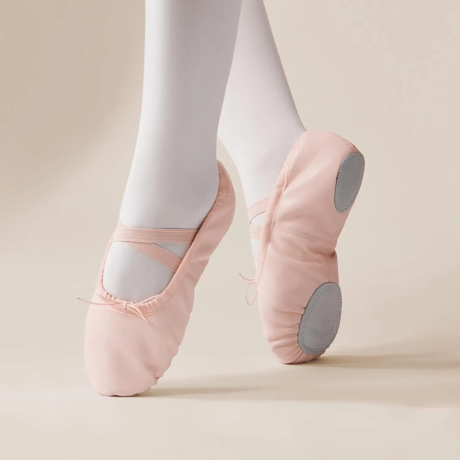 SANGEESON Leather Ballet Shoes for Women, Lightweight & Durable Ballet Slippers, Non-Slip Dance Shoes