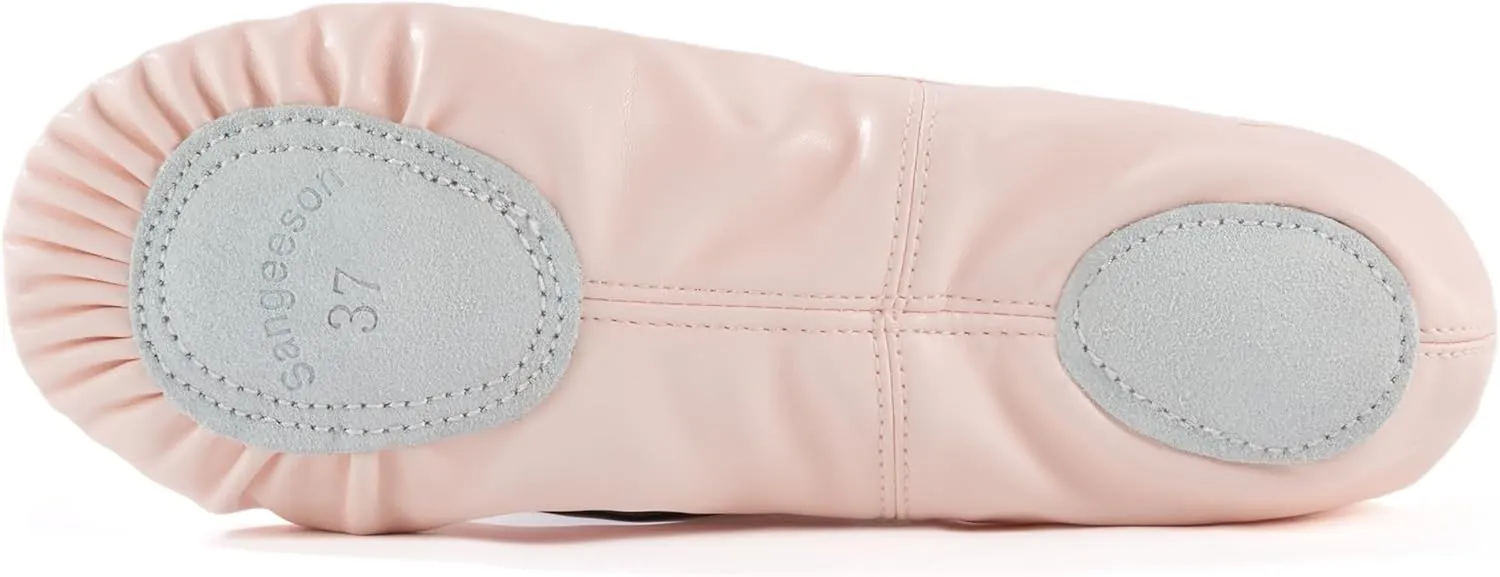 SANGEESON Leather Ballet Shoes for Women, Lightweight & Durable Ballet Slippers, Non-Slip Dance Shoes