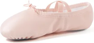SANGEESON Leather Ballet Shoes for Women, Lightweight & Durable Ballet Slippers, Non-Slip Dance Shoes