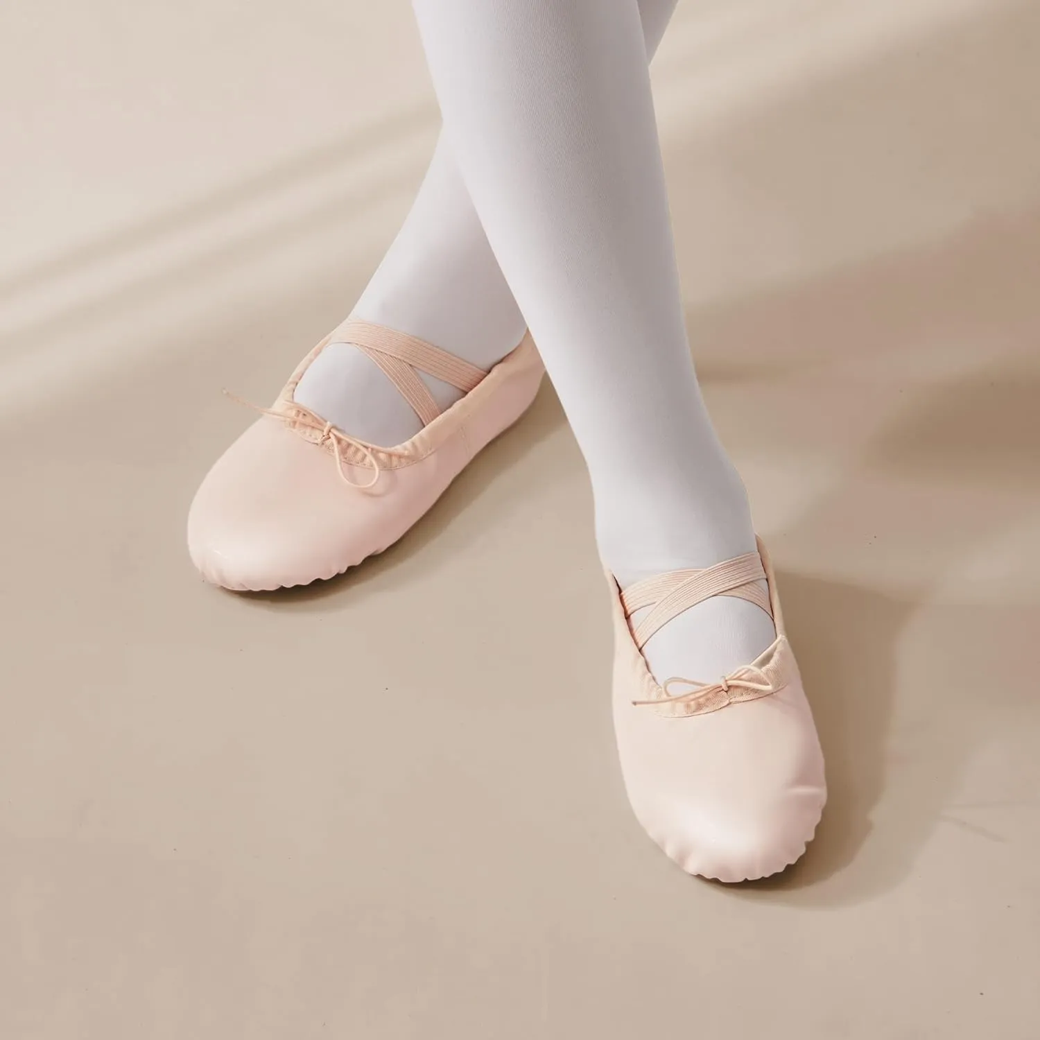 SANGEESON Leather Ballet Shoes for Women, Lightweight & Durable Ballet Slippers, Non-Slip Dance Shoes