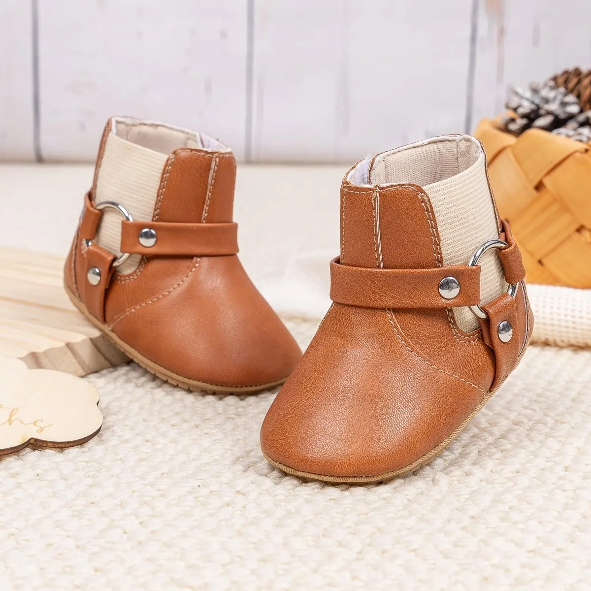 Sawimlgy Infant Baby Boys Girls Plush Winter Snow Boots Cowboy Tassels Bowknot Ankle Side Zipper Soft Sole Boots Toddler Newborn Warm First Walker Crib Outdoor Shoes