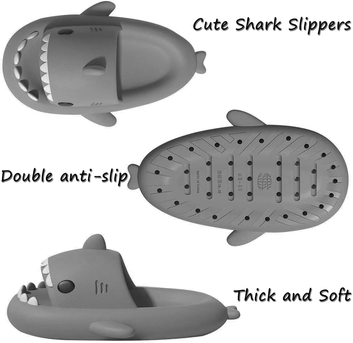 sharllen Shark Sandals Slides for Women Men Cute Novelty Cartoon Anti-Slip Open Toe Slides Summer Lightweight Shark Sandals