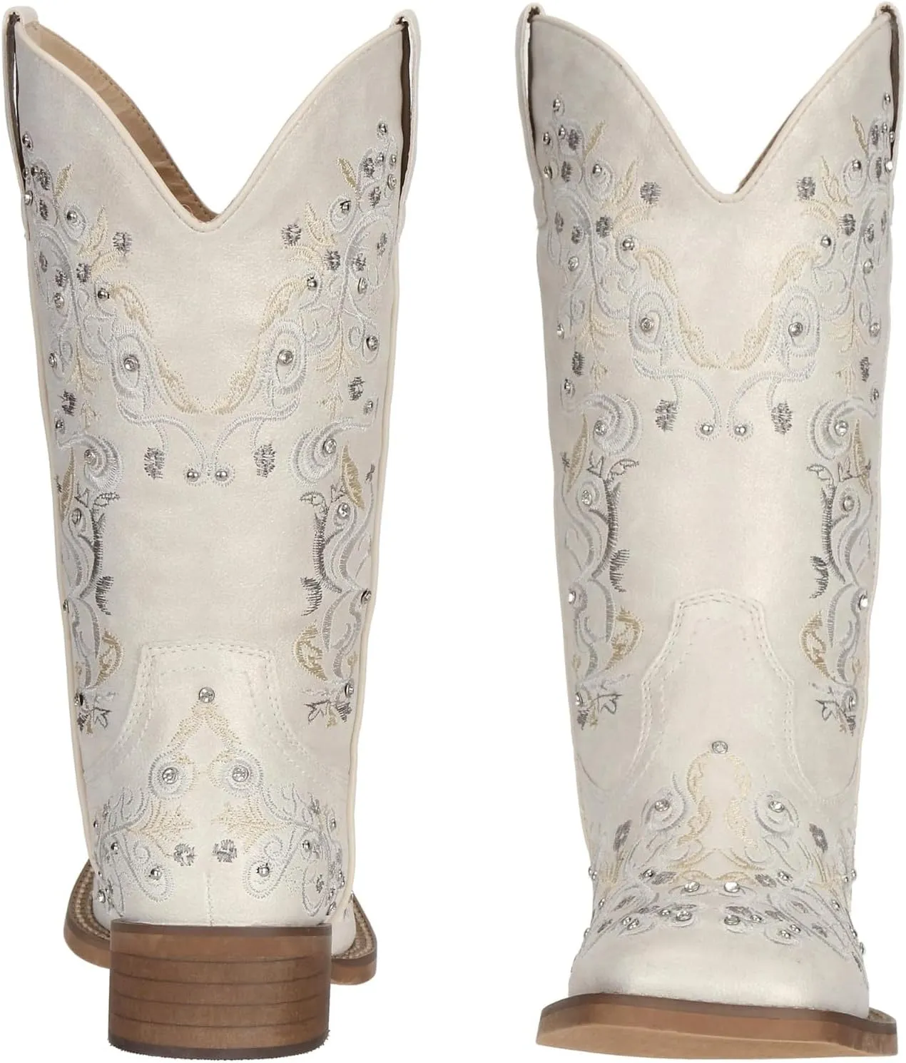 SheSole Women's Cowboy Boots Square Toe Rhinestone Mid Calf Floral Western Boot Fashion Cowgirl Shoes