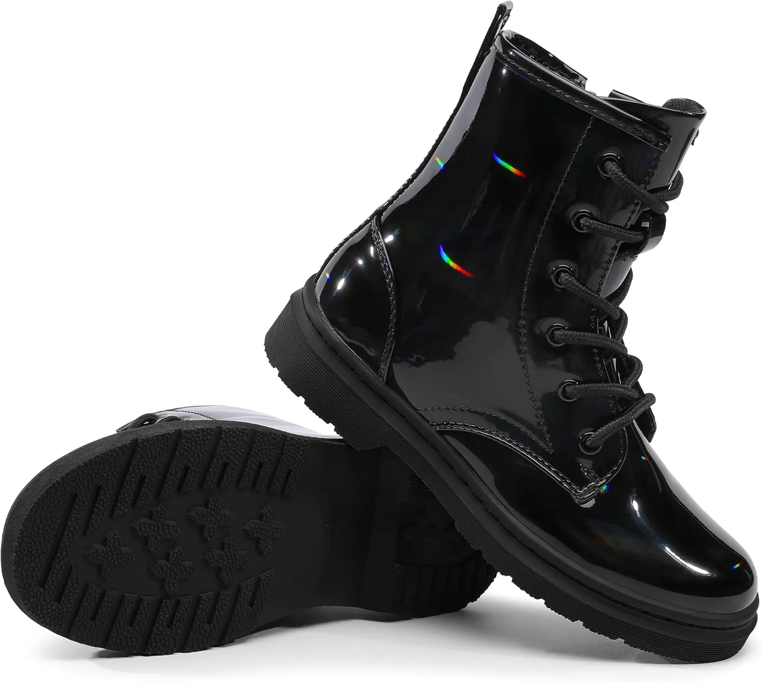 shoeslcoker Girls Ankle Boots with Side Zipper & Lace Up – Stylish Comfort Shoes with Glitter for Toddlers Little Kids & Big Kids