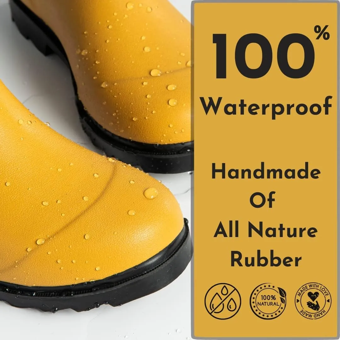 Short Rain Boots for Women, Waterproof Garden Shoes Chelsea Rainboots for Women, 4mm Neoprene Rain Boots, Work, Anti-slip Garden Shoes (Size 5-10)