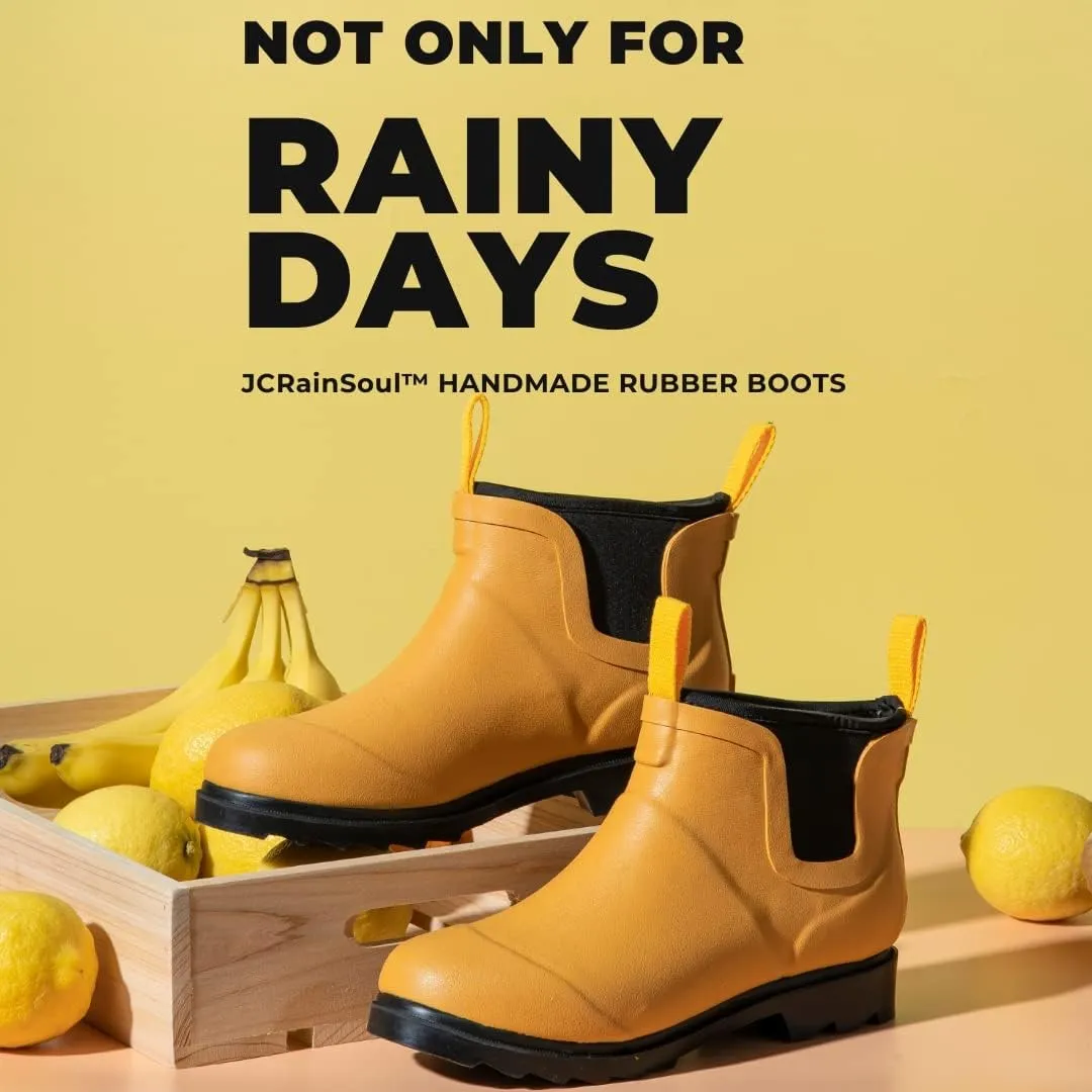 Short Rain Boots for Women, Waterproof Garden Shoes Chelsea Rainboots for Women, 4mm Neoprene Rain Boots, Work, Anti-slip Garden Shoes (Size 5-10)