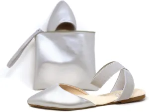 Silky Toes Foldable Flats for Women Dress Ankle Strap Shoes with Purse