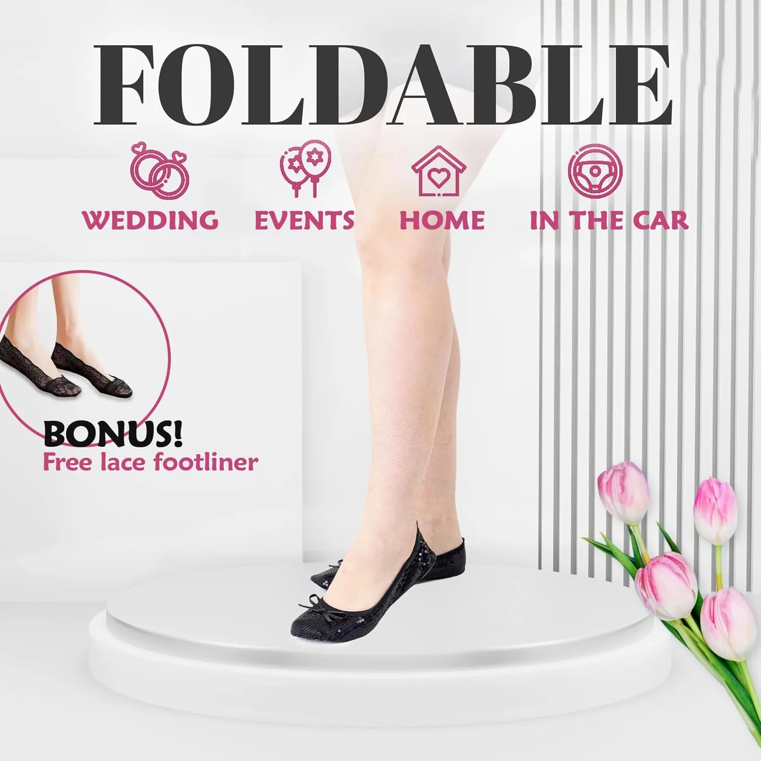 Silky Toes Foldable Flats for Women Purse Ballet Shoes Ballerina Slippers