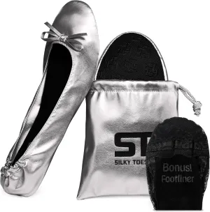 Silky Toes Foldable Flats for Women Purse Ballet Shoes Ballerina Slippers