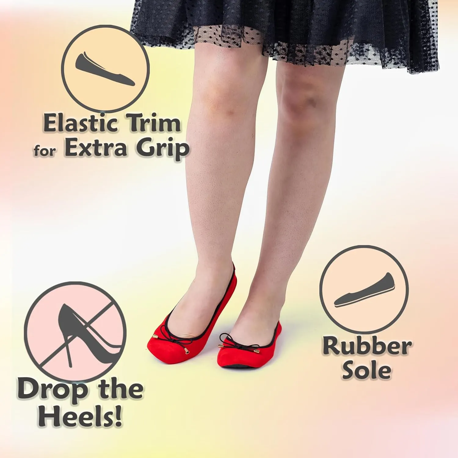 Silky Toes Women’s Velvet Foldable Ballet Flats Slip On Travel Purse Shoes with Carrying Pouch