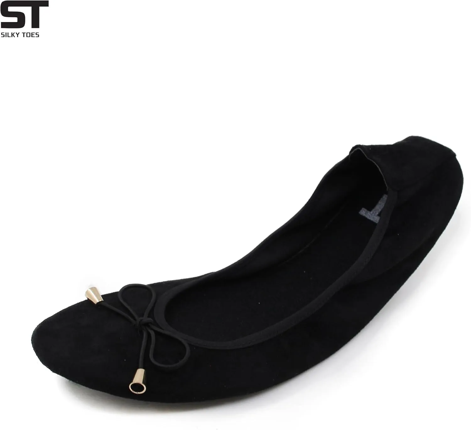 Silky Toes Women’s Velvet Foldable Ballet Flats Slip On Travel Purse Shoes with Carrying Pouch