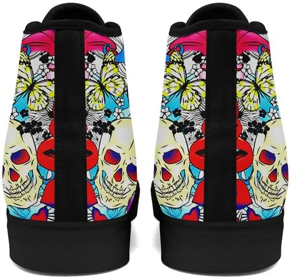 Skull High Tops Canvas Shoes for Men Women Classic Lace Up Gothic Fashion Sneaker Street Casual Canvas Sneakers