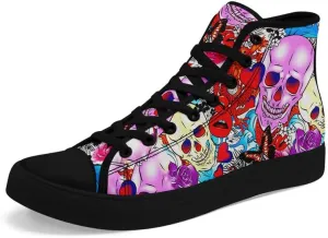 Skull High Tops Canvas Shoes for Men Women Classic Lace Up Gothic Fashion Sneaker Street Casual Canvas Sneakers