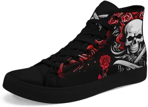 Skull High Tops Canvas Shoes for Men Women Classic Lace Up Gothic Fashion Sneaker Street Casual Canvas Sneakers