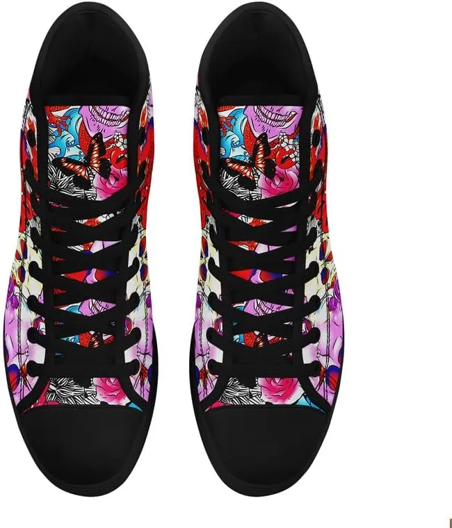 Skull High Tops Canvas Shoes for Men Women Classic Lace Up Gothic Fashion Sneaker Street Casual Canvas Sneakers