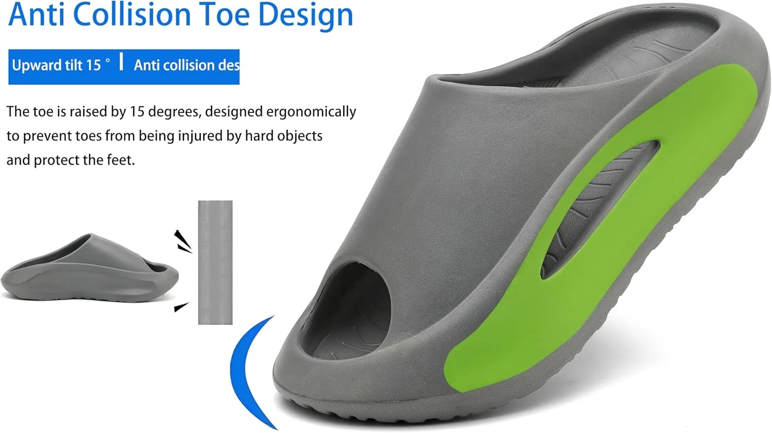 Slide Sandals Men Women Platform Sandals With Comfortable Pillow Slippers Non-Slip Lightweight Shower Shoes