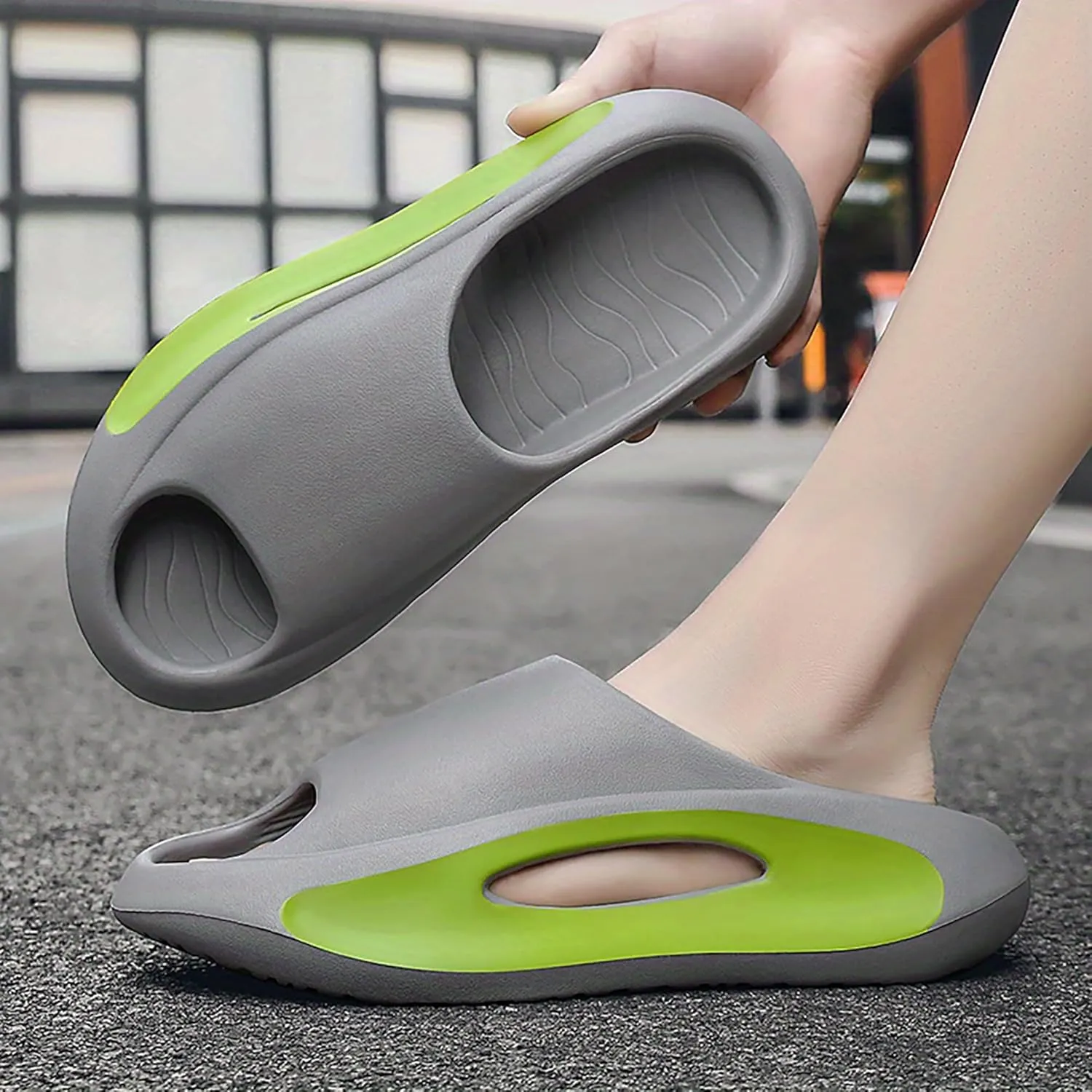 Slide Sandals Men Women Platform Sandals With Comfortable Pillow Slippers Non-Slip Lightweight Shower Shoes