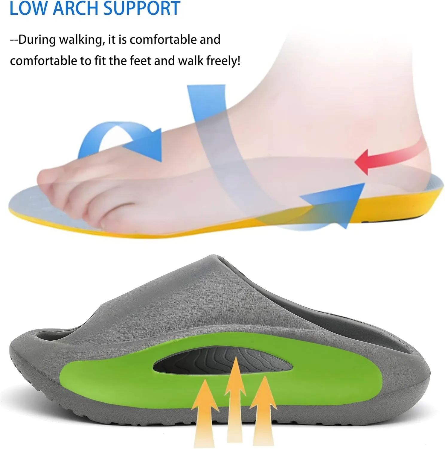 Slide Sandals Men Women Platform Sandals With Comfortable Pillow Slippers Non-Slip Lightweight Shower Shoes