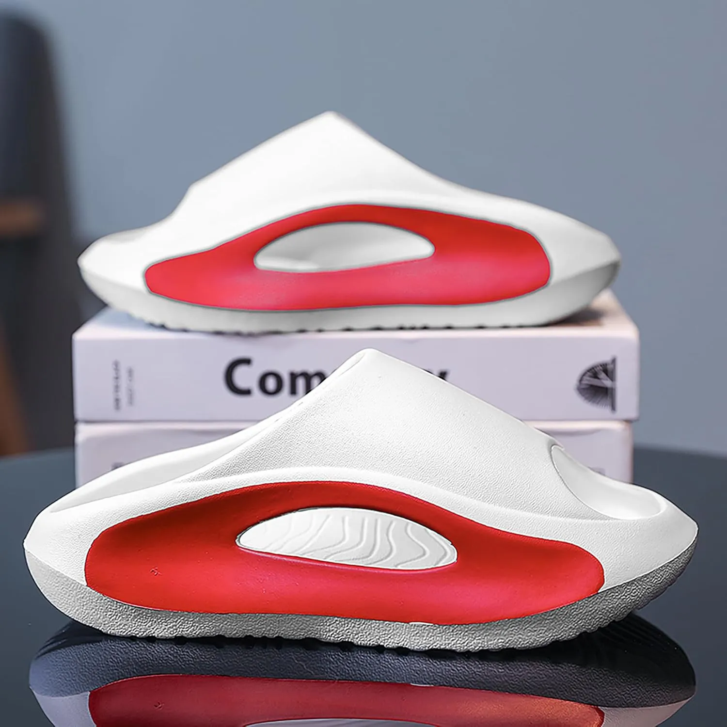 Slide Sandals Men Women Platform Sandals With Comfortable Pillow Slippers Non-Slip Lightweight Shower Shoes