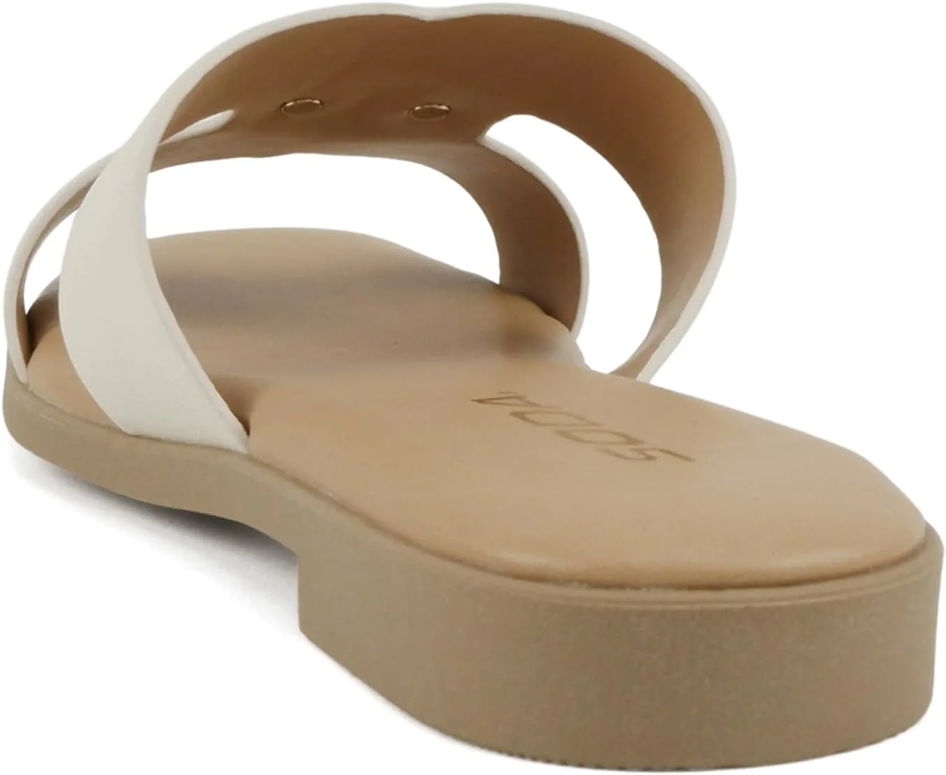 Soda “Flash” ~ Women Square Toe Ornamented H-Band Slip-On Sandals