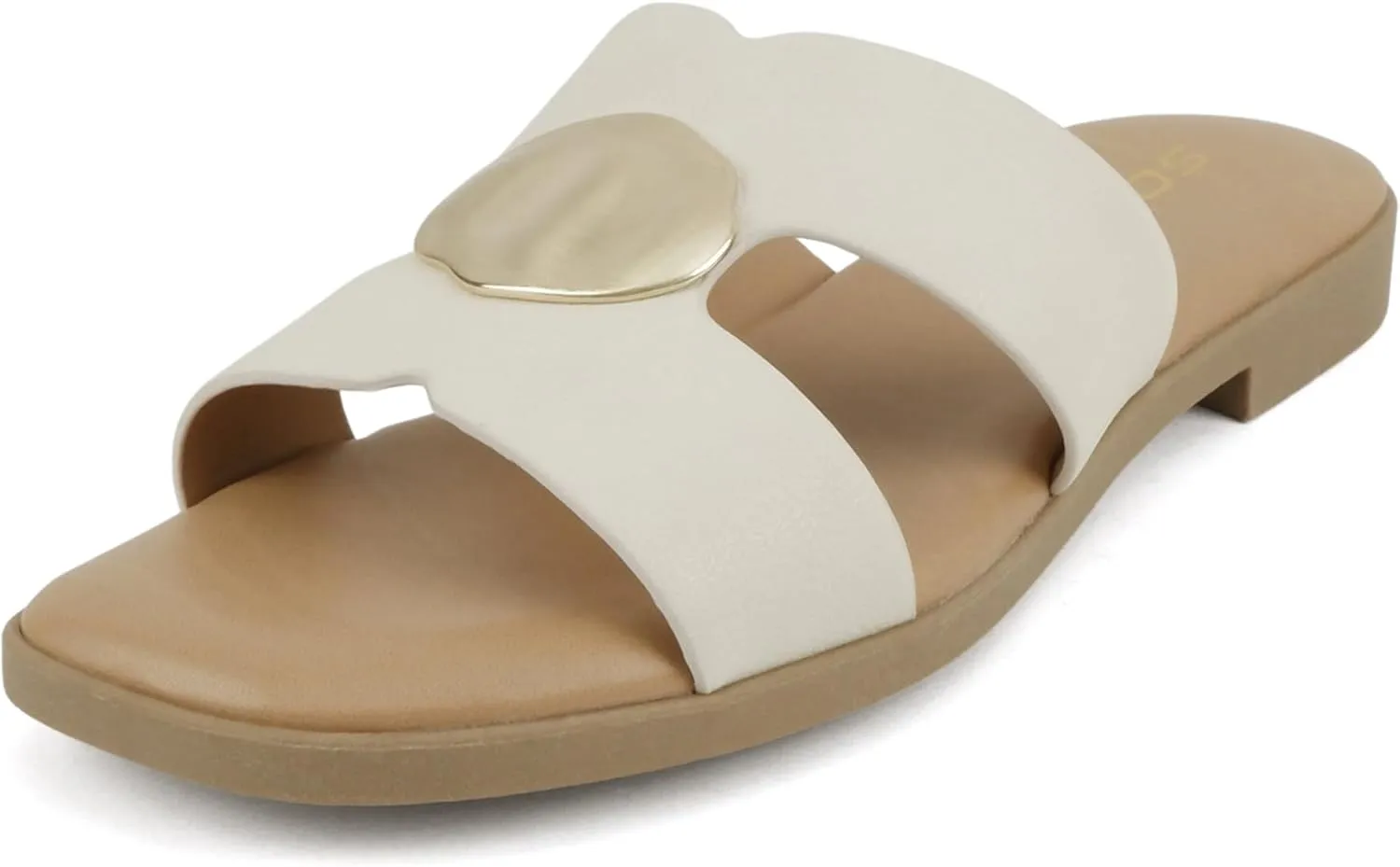 Soda “Flash” ~ Women Square Toe Ornamented H-Band Slip-On Sandals