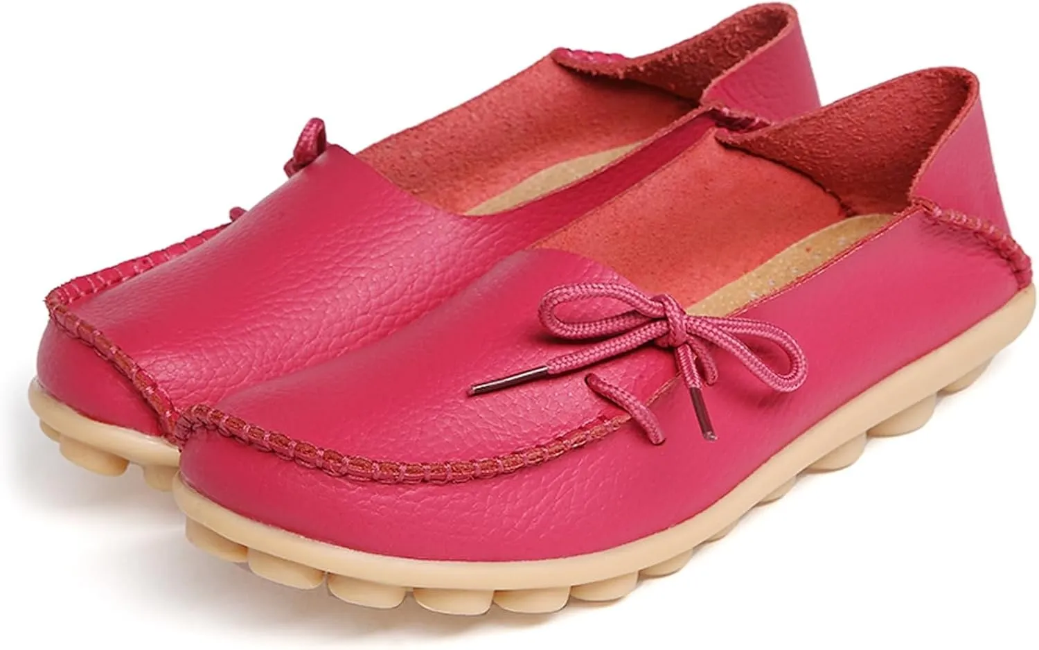 Solaud Women's Driving Moccasins Loafers Casual Round Toe Soft Comfortable Leather Loafers Breathable Slip On Walking Shoes