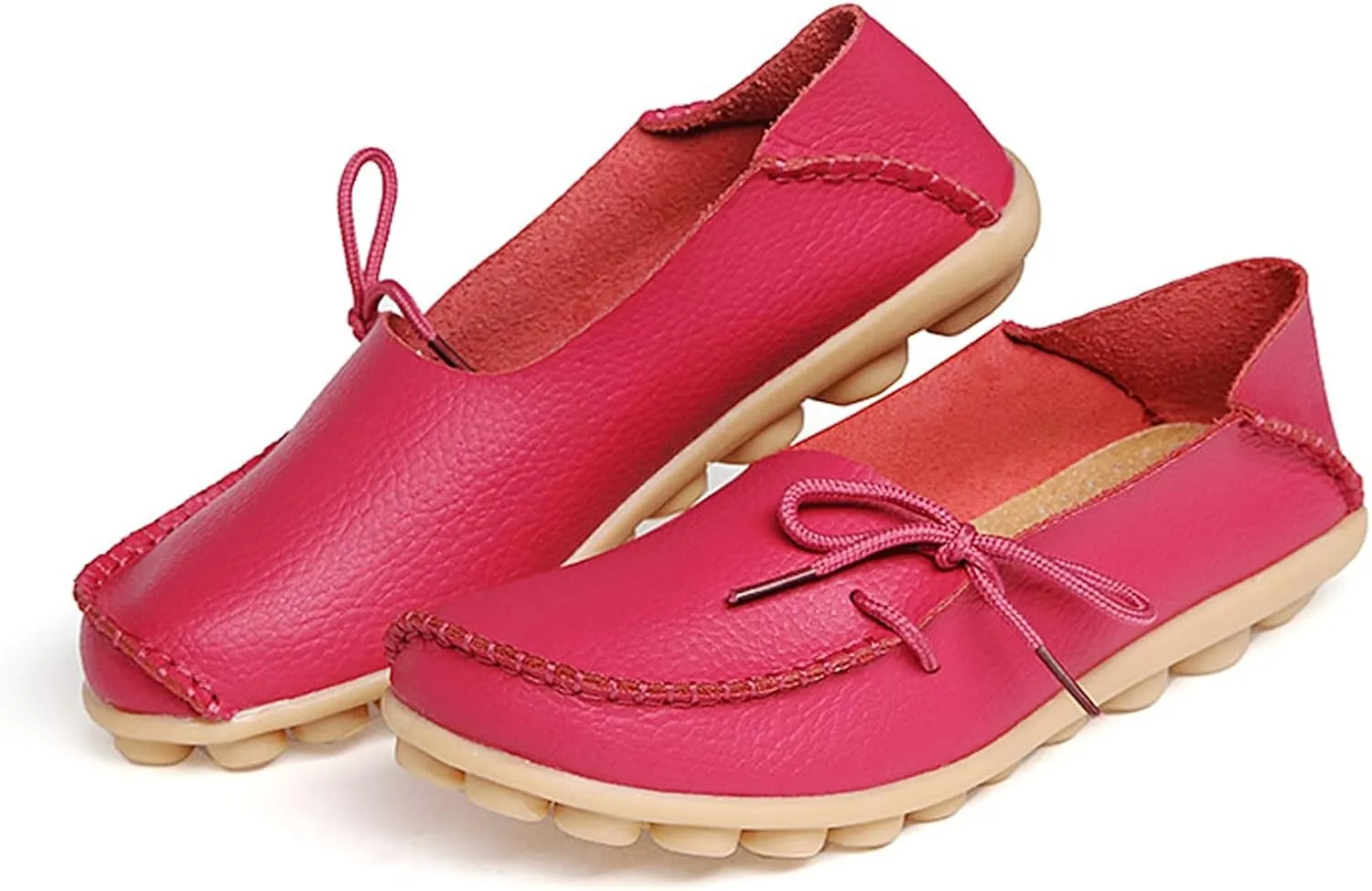 Solaud Women's Driving Moccasins Loafers Casual Round Toe Soft Comfortable Leather Loafers Breathable Slip On Walking Shoes