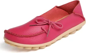 Solaud Women's Driving Moccasins Loafers Casual Round Toe Soft Comfortable Leather Loafers Breathable Slip On Walking Shoes
