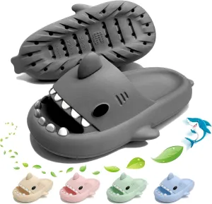 Soofylia Shark Slides - Adult Women Men Unisex Shark Slide Beach Sandals - Cloud Pillow House Slipper Non-Slip Spa Shower Shoes