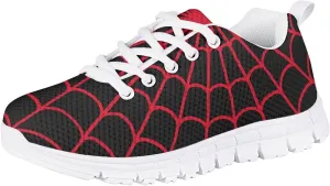 Spider Web Print Kids Casual Tennis Shoes for Girls Boys School Dance Running Tennis Shoes Lace Up Lightweight Walking Athletic Sneakers