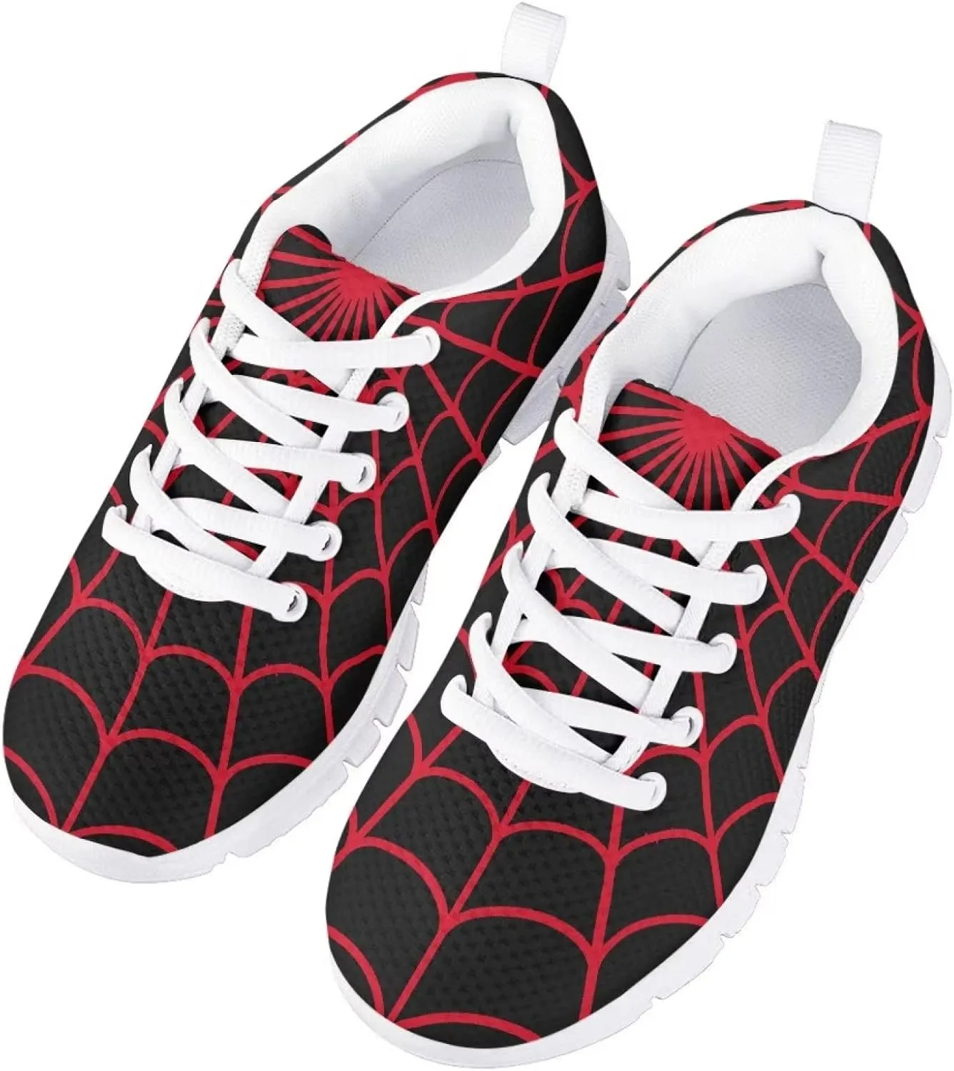 Spider Web Print Kids Casual Tennis Shoes for Girls Boys School Dance Running Tennis Shoes Lace Up Lightweight Walking Athletic Sneakers