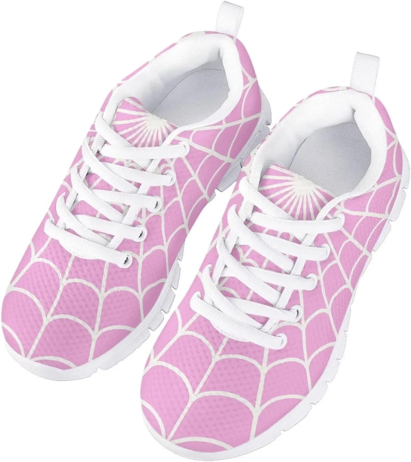 Spider Web Print Kids Casual Tennis Shoes for Girls Boys School Dance Running Tennis Shoes Lace Up Lightweight Walking Athletic Sneakers