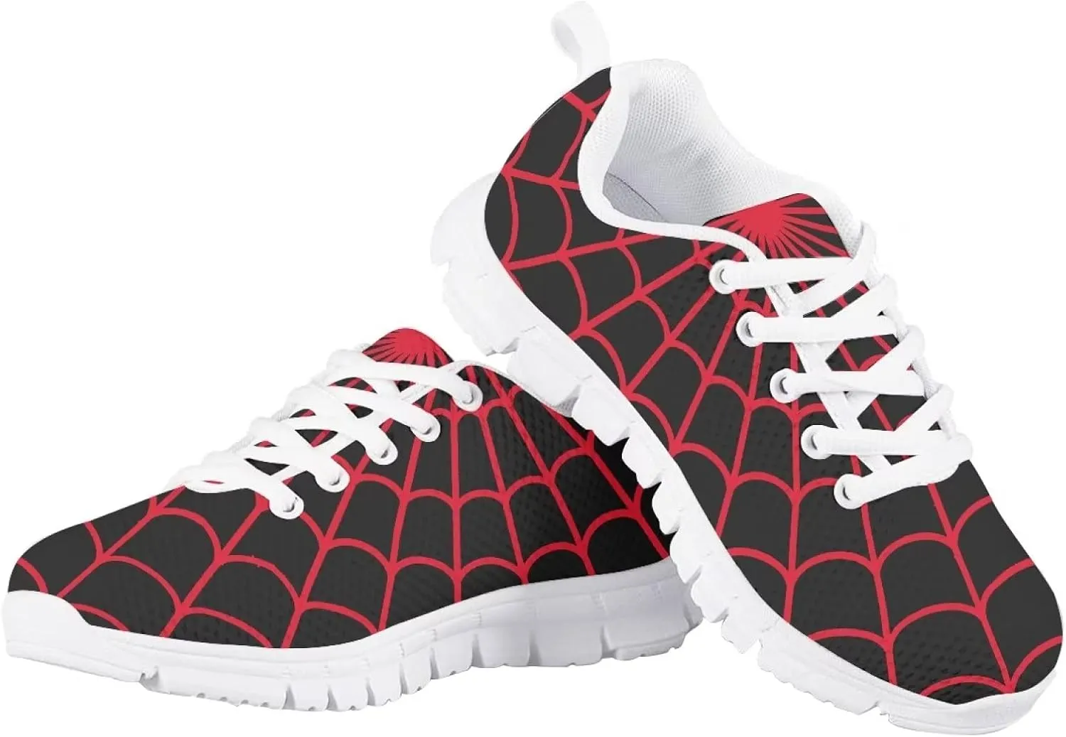 Spider Web Print Kids Casual Tennis Shoes for Girls Boys School Dance Running Tennis Shoes Lace Up Lightweight Walking Athletic Sneakers