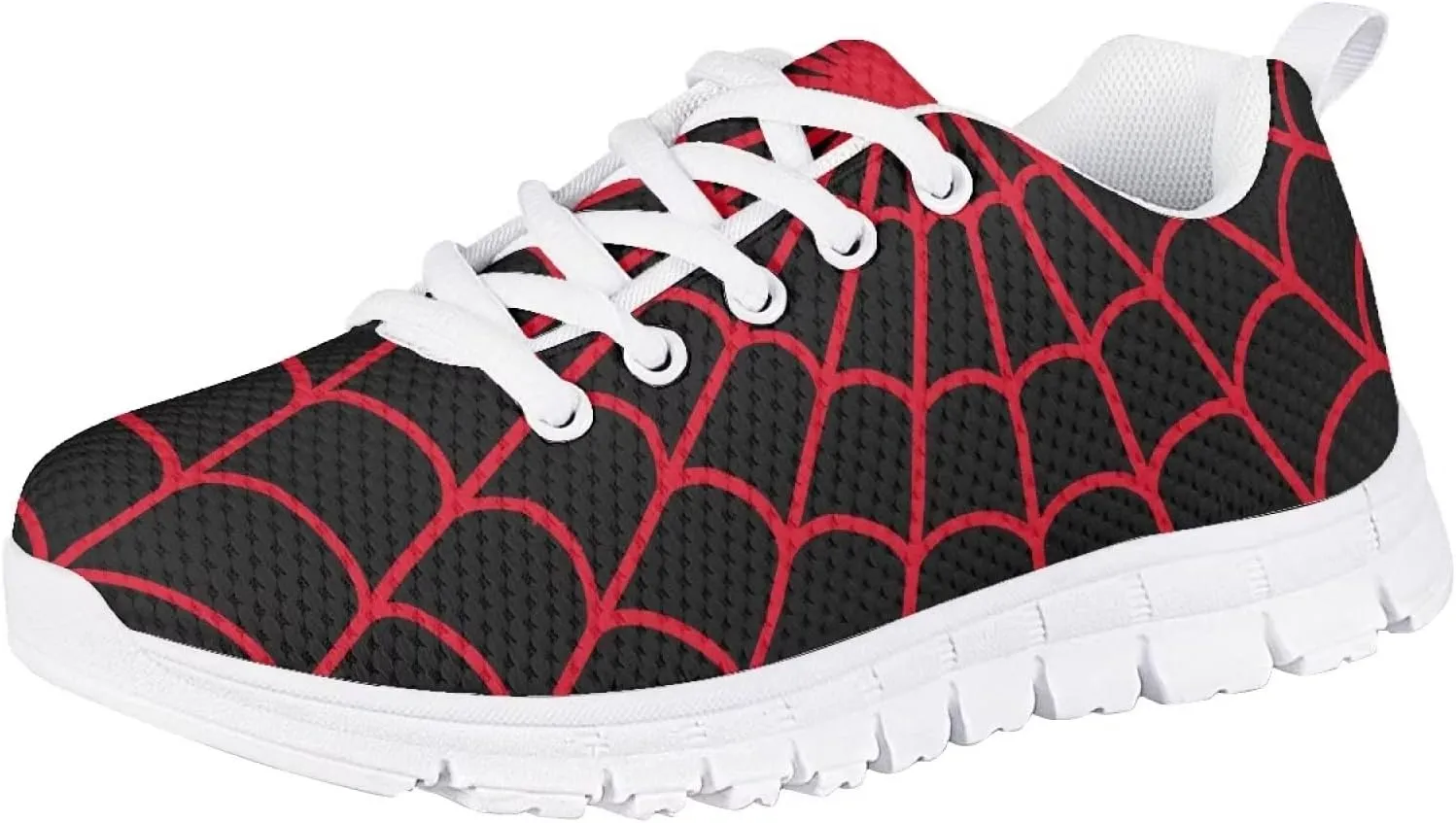 Spider Web Print Kids Casual Tennis Shoes for Girls Boys School Dance Running Tennis Shoes Lace Up Lightweight Walking Athletic Sneakers