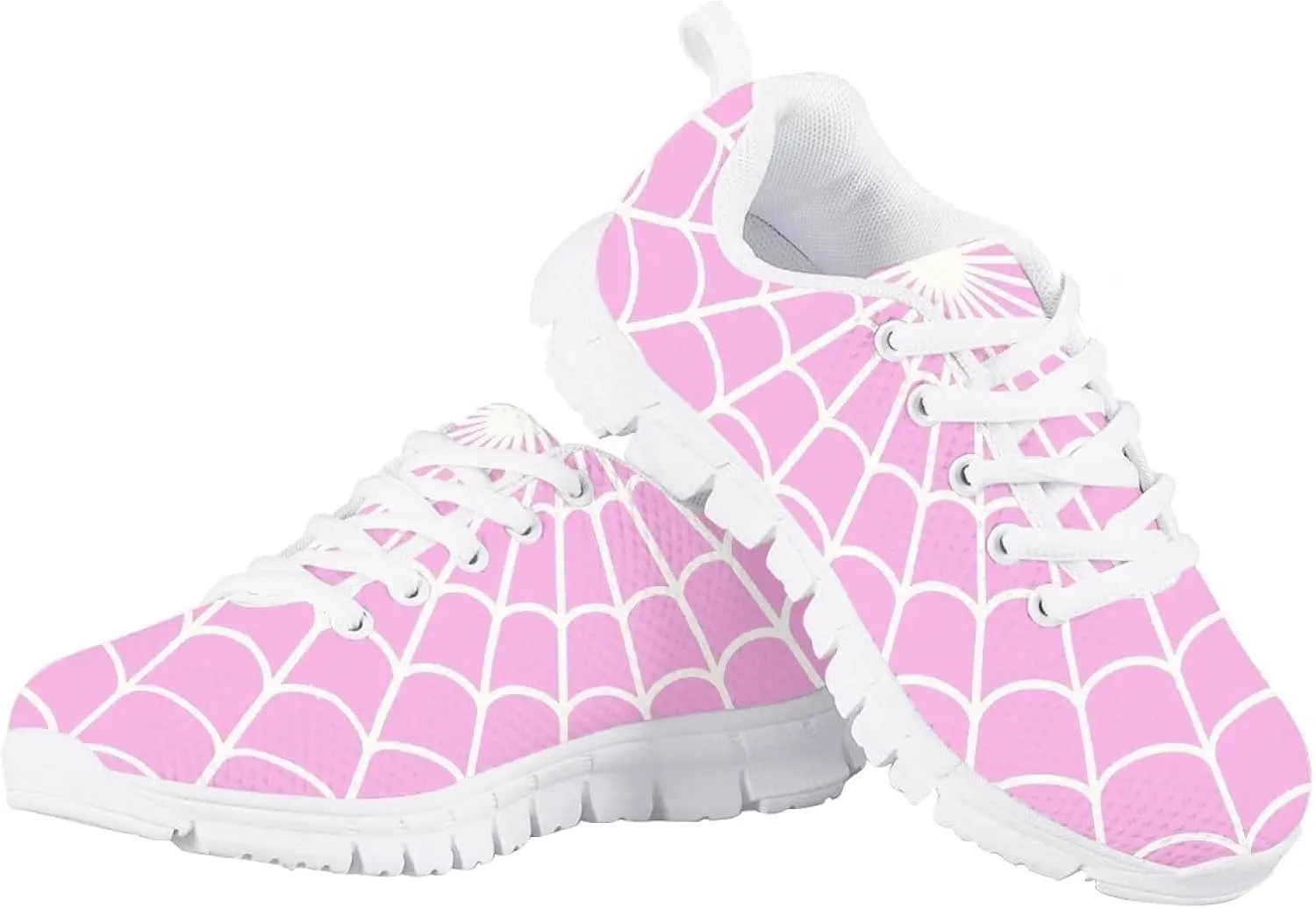 Spider Web Print Kids Casual Tennis Shoes for Girls Boys School Dance Running Tennis Shoes Lace Up Lightweight Walking Athletic Sneakers